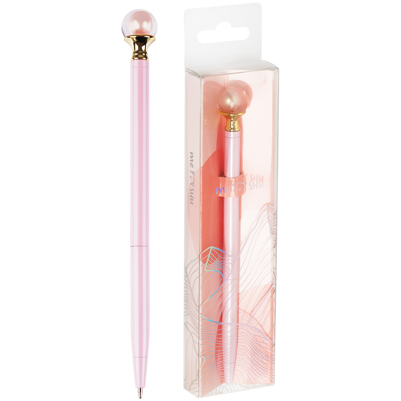 Ручка шариковая автоматическая MESHU "Pink pearl" 1 мм, синяя