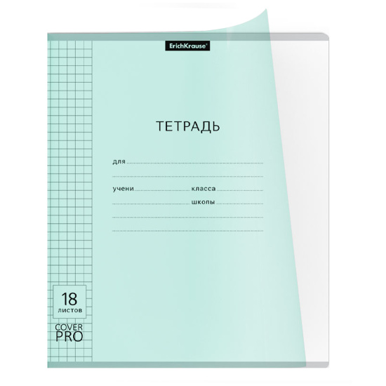Тетрадь 18 л Классика CoverPrо  пластиковая обложка. мята