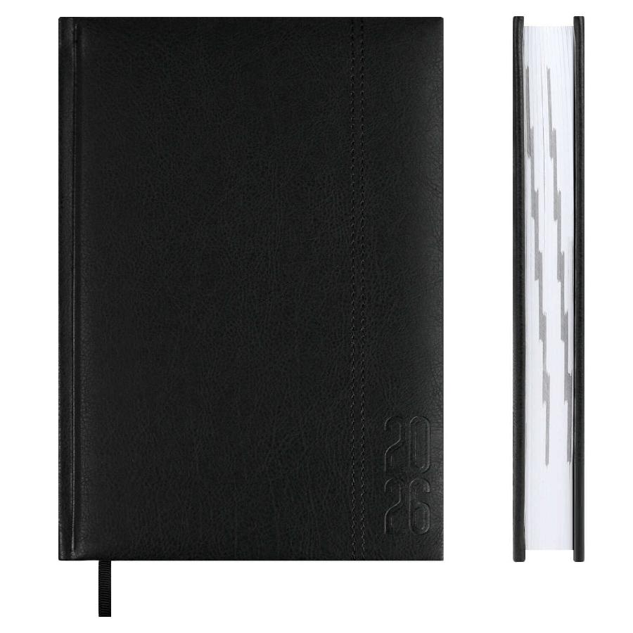 Ежедневник А5 176 л  2026, ESCALADA, Наппа черный, кожзам