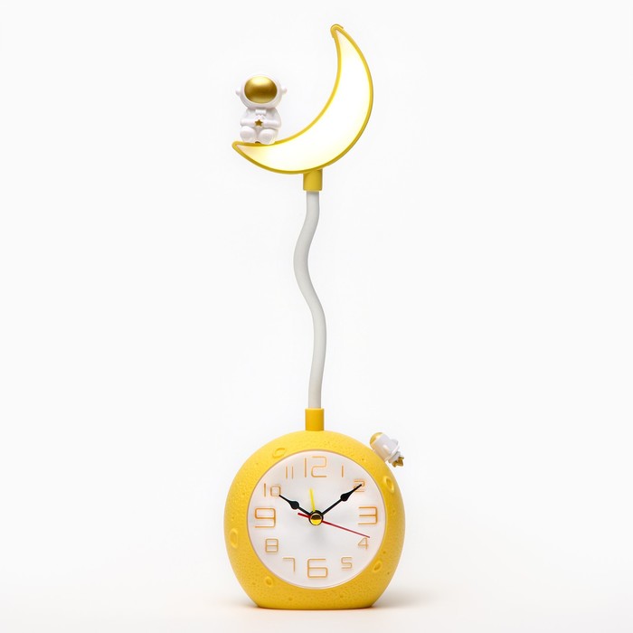 Часы-будильник "Полумесяц", с ночником, 32х10х6 см.