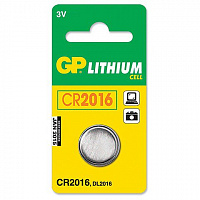 Батарейки GP CR2016, ВС5, d=20 мм, h=1,6 мм, (1шт)