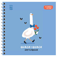 Скетчбук 150х150 мм 60 л гребень, "Quack-Quack"