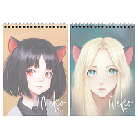 Блокнот А5 60 л гребень, Neko, пластиковая обложка