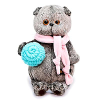 Игрушка мягкая "Басик в шарфике и с клубком"