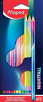 Карандаши 12 цветов Maped "NightFall", трехгранные