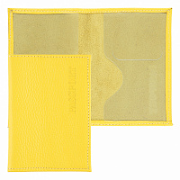 Обложка для паспорта, кожа желтая