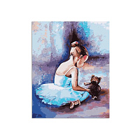 Картина по номерам "Балерина. Первые шаги" 40х50 см премиум