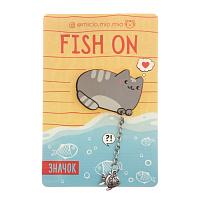 Значок деревянный "Fish on", 8х12 см