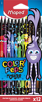 Карандаши 12 цветов Maped "Color Peps Monster", пластиковые
