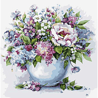 Картина по номерам "Нежные цветы в белой вазе" 40х50 см