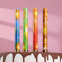 Свечи для торта "Фонтаны" неон, цветное пламя, 4 шт 17,5 см