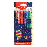 Карандаши 12 цветов Maped "Pixel Party" трехгранные