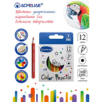 Карандаши 12 цветов ACMELIAE, укороченные