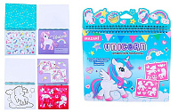 Альбом для творчества UNICORN 25*21 см, 24 страницы, с наклейками, трафаретами, голубой