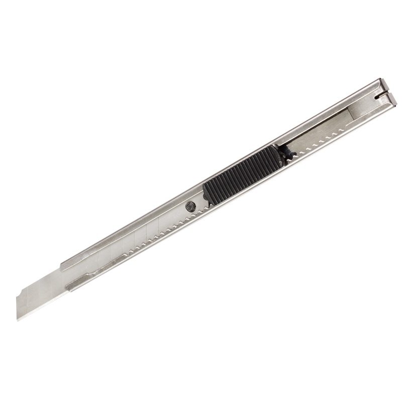Нож канцелярский OfficeSpace 9 мм, с фиксатором, мет. направляющие, европодвес