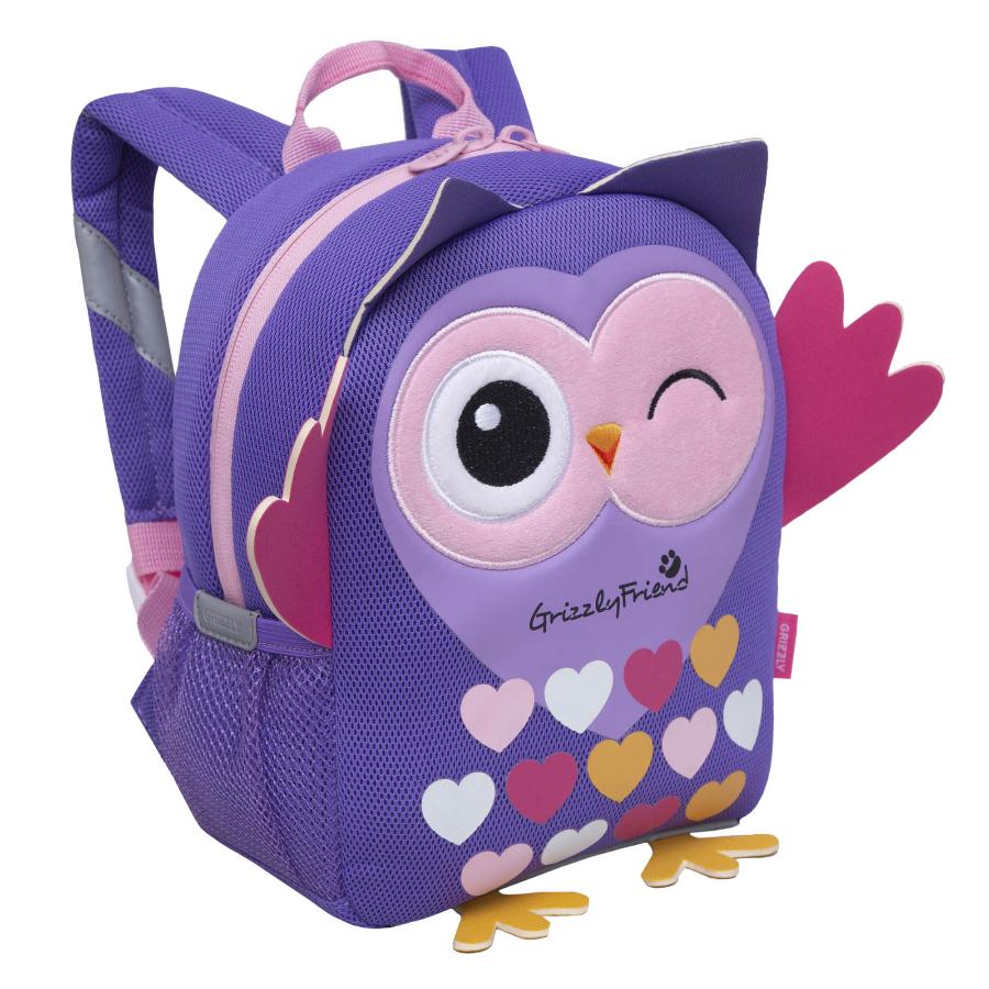Рюкзак детский GRIZZLY "Сова", фиолетовый