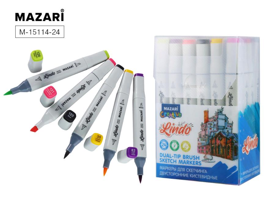 Набор маркеров для скетчинга LINDO, 24 цвета, Main colors (основные цвета), 1-6,2 мм, двусторонние 