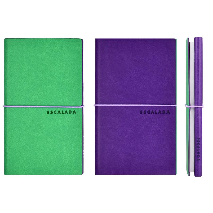 Книжка записная 100х170 мм 128л  ESCALADA, "Виннер зеленый+виннер фиолетовый" кожзам