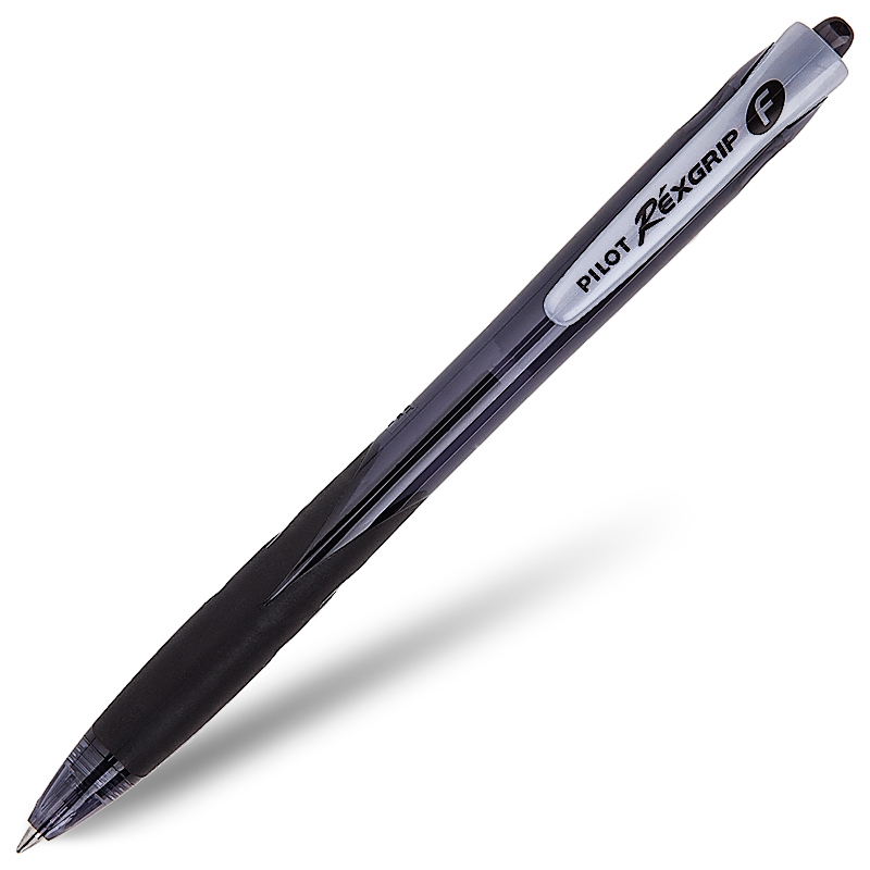 Ручка шариковая автоматическая PILOT "RexGrip" 0,7 мм, грип, черная
