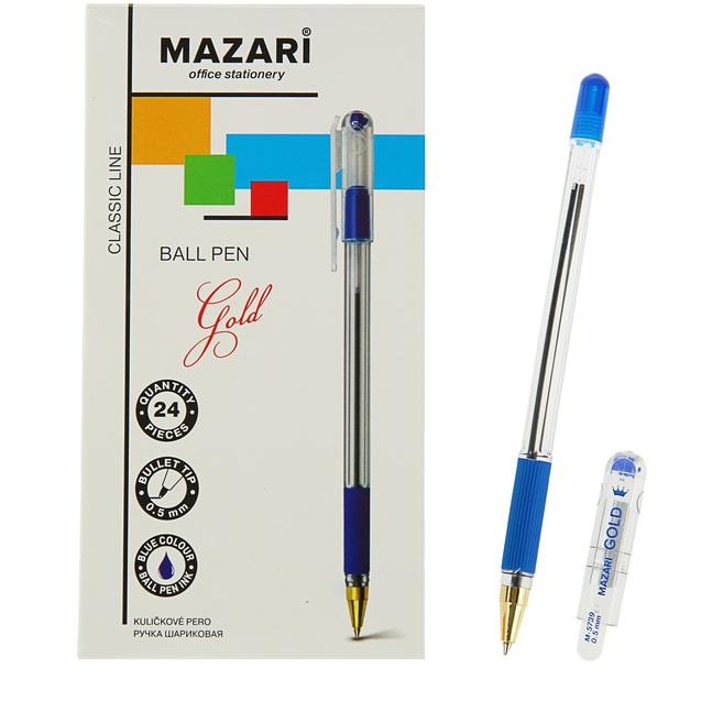 Ручка шариковая Mazari "GOLD" 0,5 мм, грип, синяя