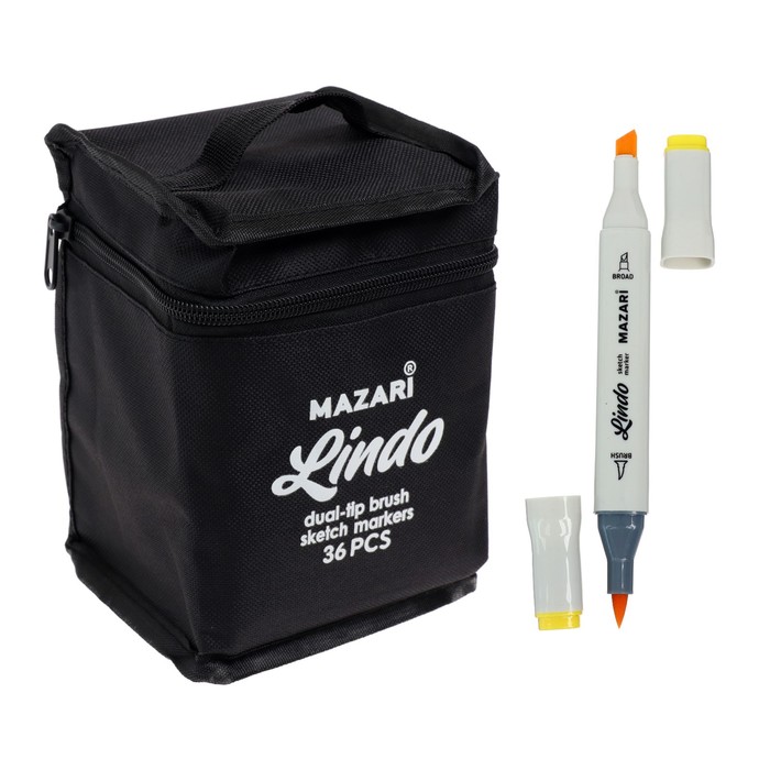 Набор маркеров для скетчинга LINDO, 36 цветов, Main colors 2, 1-6,2 мм, двусторонние, чехол