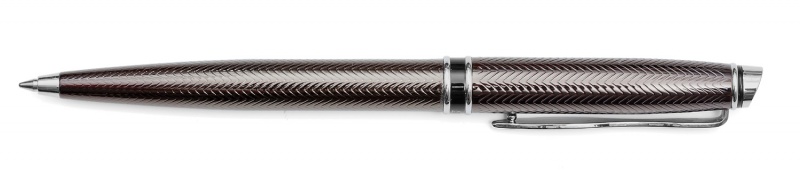 Ручка шариковая DELUCCI 1,0 мм, корпус темное серебро с клипом в подар. коробке, черная