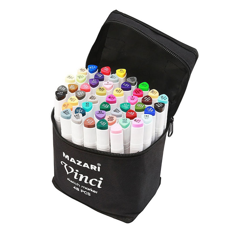 Набор маркеров для скетчинга VINCI, 48 цветов, 1-6,2 мм, двусторонние