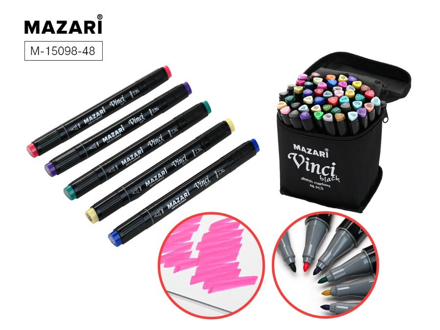 Набор маркеров для скетчинга VINCI BLACK, 48 цветов, 1-6,2 мм, в сумке, двусторонние