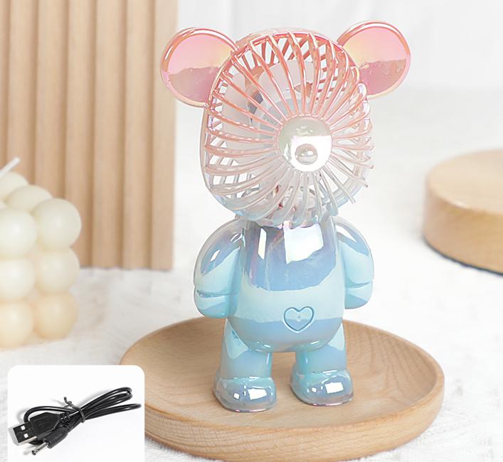 Мини-вентилятор "Мишка", перламутровый, голубой