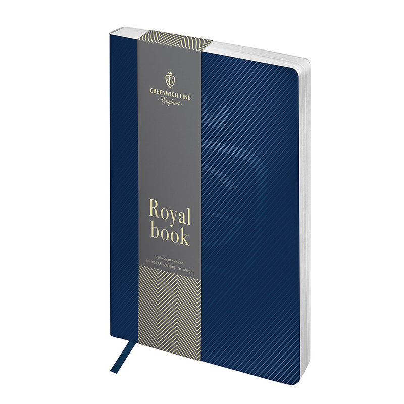 Книжка записная А5 80 л «Royal book»,кожзам, синий, серебр. cрез