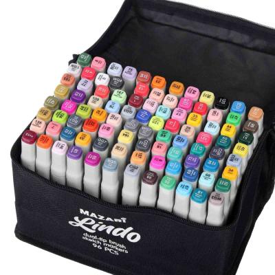 Набор маркеров для скетчинга LINDO, 96 цвета, 1-6,2 мм, двусторонние, текстильный чехол на молнии