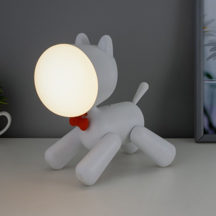 Лампа настольная "Собачка" LED 4Вт АКБ USB белый 15х9х22 см