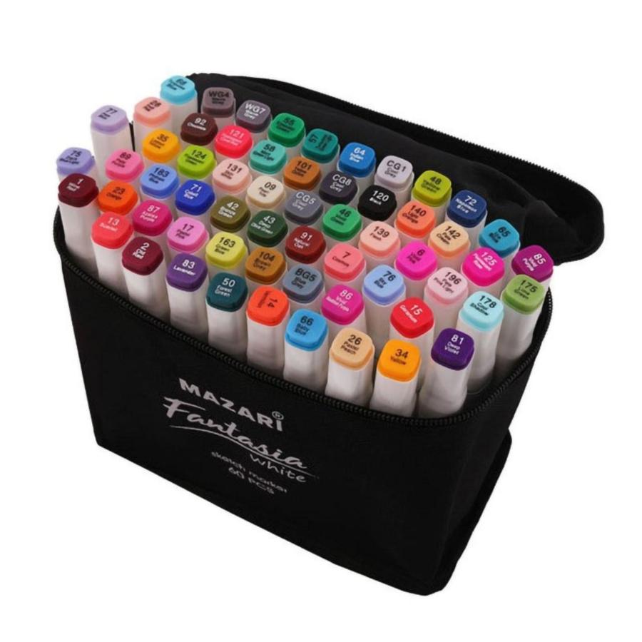 Набор маркеров для скетчинга Fantasia White, 60 цветов, 2,5-6,2мм, в сумке, двусторонние