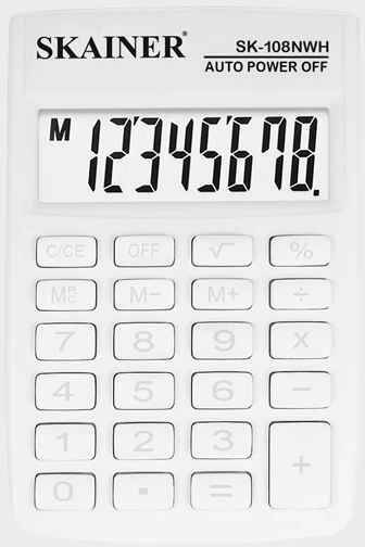 Калькулятор SK-108NWH, карманный, 8-ми разрядный, белый