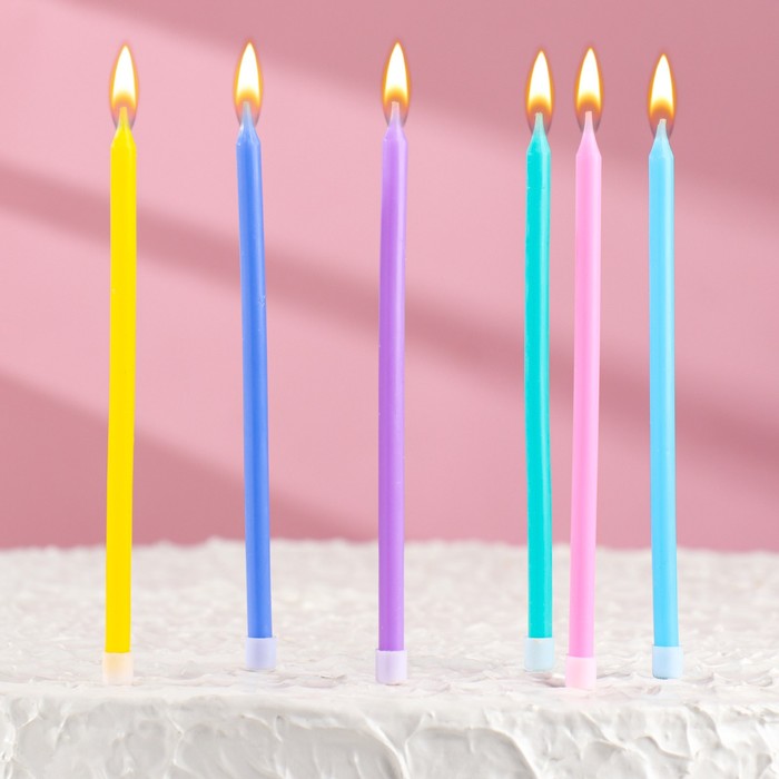 Свечи для торта коктейльные "С днём рождения", 6 шт, высокие